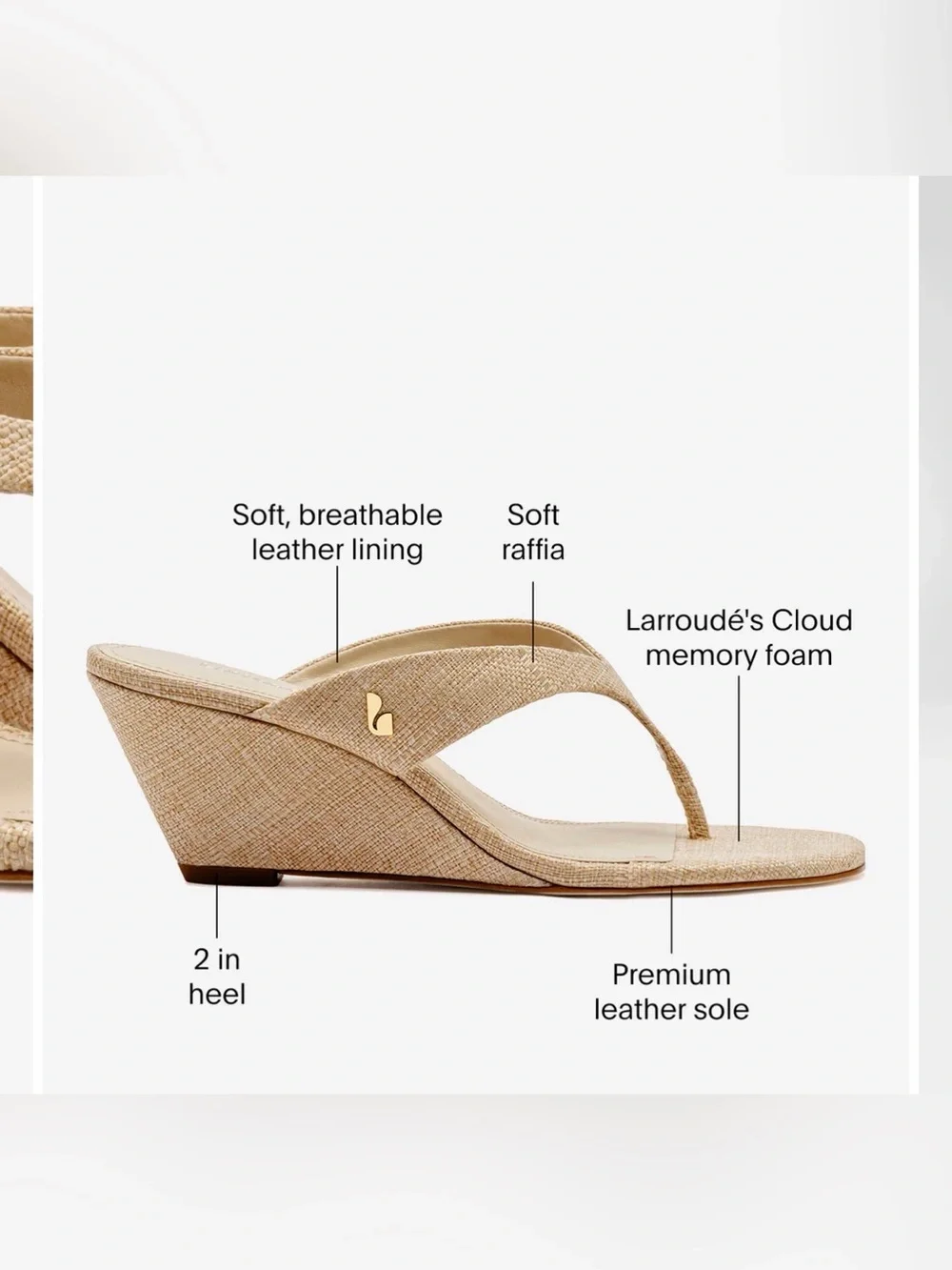 Larroude - Gaia Low Wedge In Beige Raffia